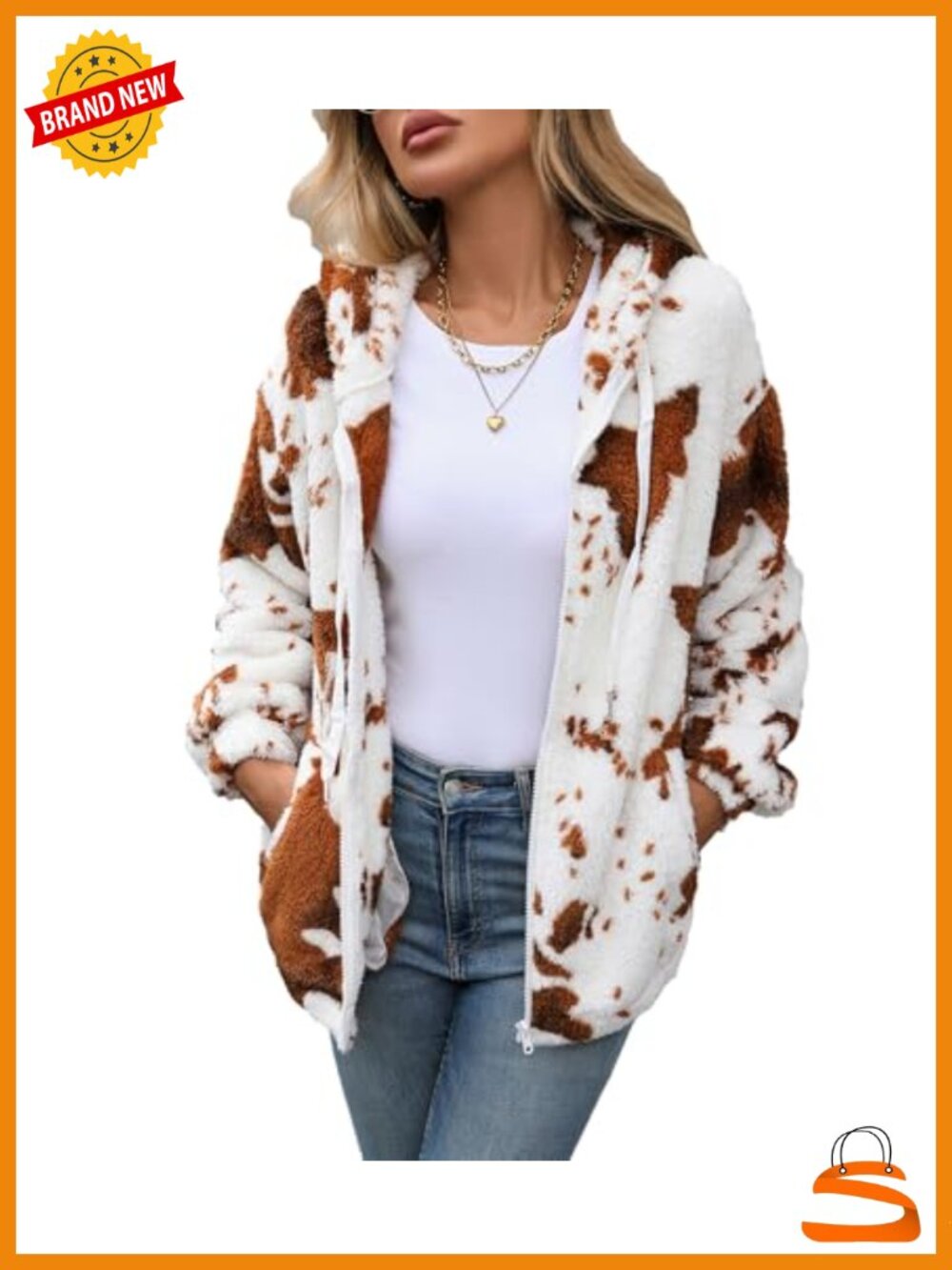 Womens Fleece Jacket Full Zip Sherpa Coat with Hood Fall Winter